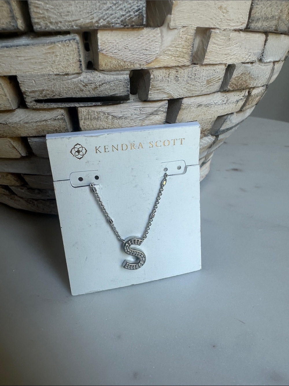 Kendra Scott Silver Crystal 'S' Initial Necklace